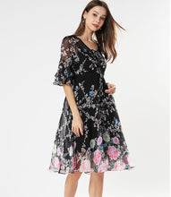 TWO PEARS-Ruffled Sleeve Floral Dress