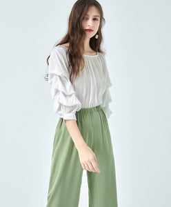TWO PEARS-Draped Sleeve Off Shoulder Tops