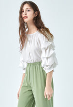 TWO PEARS-Draped Sleeve Off Shoulder Tops