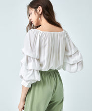 TWO PEARS-Draped Sleeve Off Shoulder Tops