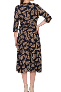 Leaf Pattern Wrap Dress