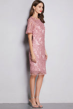 SHORT SLEEVE EMBROIDERED LACE DRESS