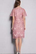SHORT SLEEVE EMBROIDERED LACE DRESS