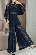 Puff Sleeve Top and Wide Leg Pant Lace Two-piece Set