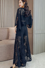 Puff Sleeve Top and Wide Leg Pant Lace Two-piece Set