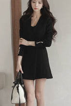 Front Slit Ruffle Long Blazer Jacket Suit Coat - Black M in Clearance