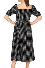 Polka Dot Fit & Flare Dress with Sweetheart Neckline and Side Slit