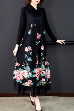 Long Sleeve Heap Up Neck Embroidered Shift Dress