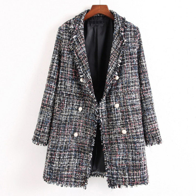 Beaded Tweed Midi Coat