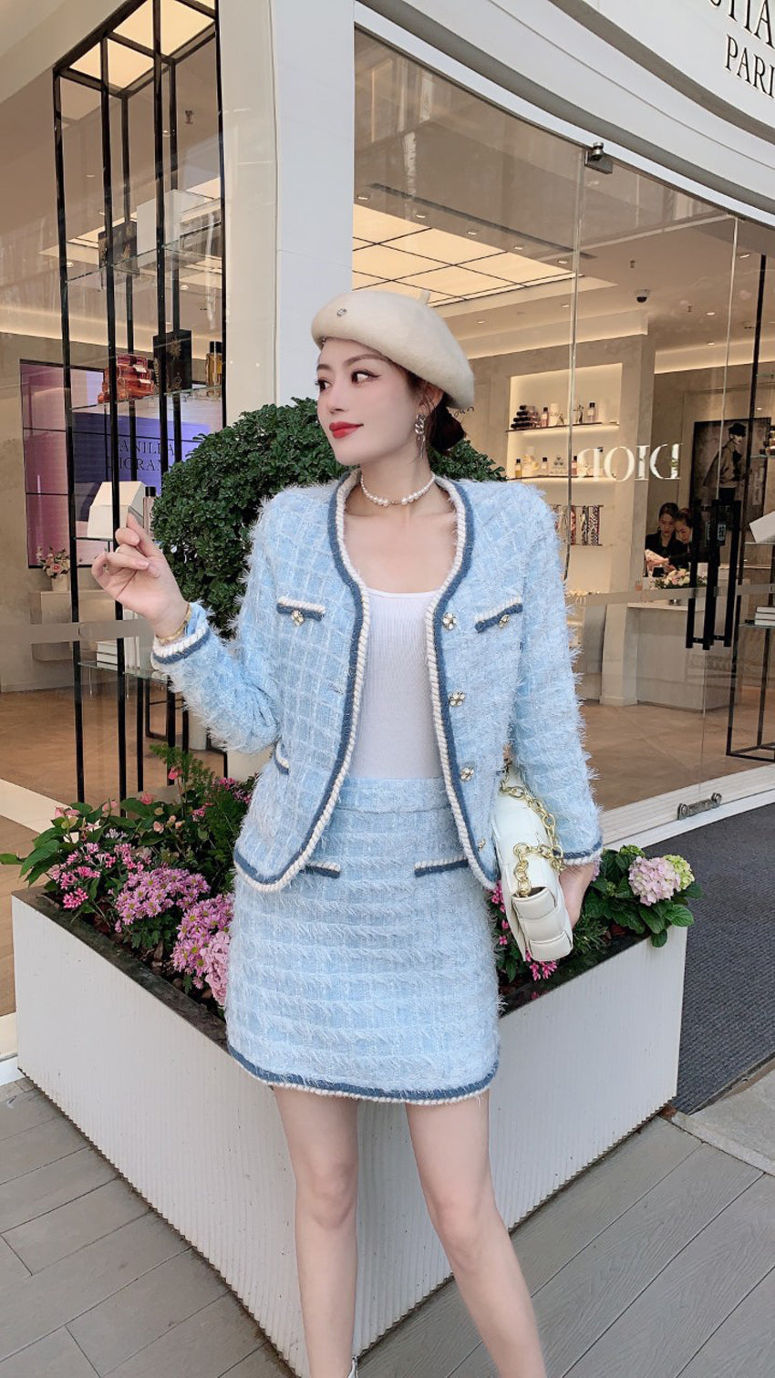 Chanel Style Coat and Skirt Two piece Set – Vicky and Lucas