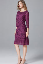 Three Quarter Sleeve Lace Midi Dress