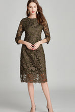 Three Quarter Sleeve Embroidered Lace Dress