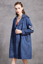 Double Breasted Emroidered Denim Coat