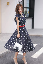 Sleeveless Dot Print Fit&Flare Dress