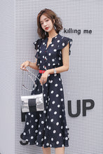 Sleeveless Dot Print Fit&Flare Dress
