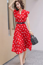 Sleeveless Dot Print Fit&Flare Dress