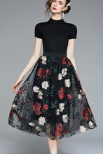 Knit T-shirt and Embroidered Tulle Skirt Two-piece Set