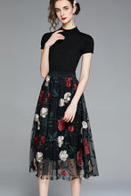 Knit T-shirt and Embroidered Tulle Skirt Two-piece Set