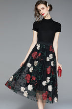 Knit T-shirt and Embroidered Tulle Skirt Two-piece Set