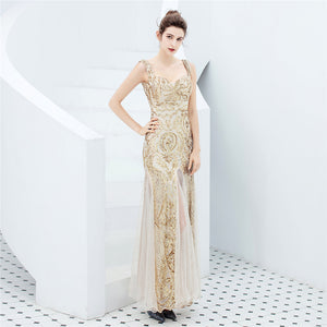 Fiona Back Low-cut Sequin Mermaid Formal Dress