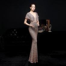Jessica Batwing Sleeve Double V-neck Sequin Mermaid Dress