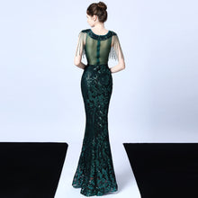 Violet Tassel Accent Sequin Mermaid Formal Dress