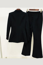 One Buckle Coat and Bell Leg Pants Suit Set