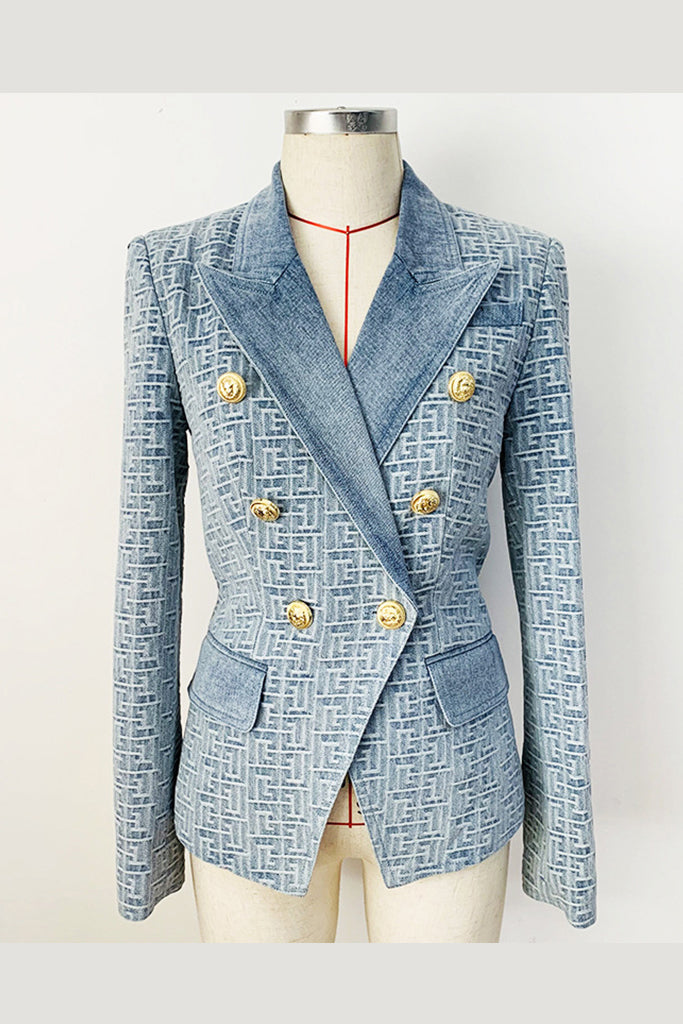 One Buckle Denim Suit Coat