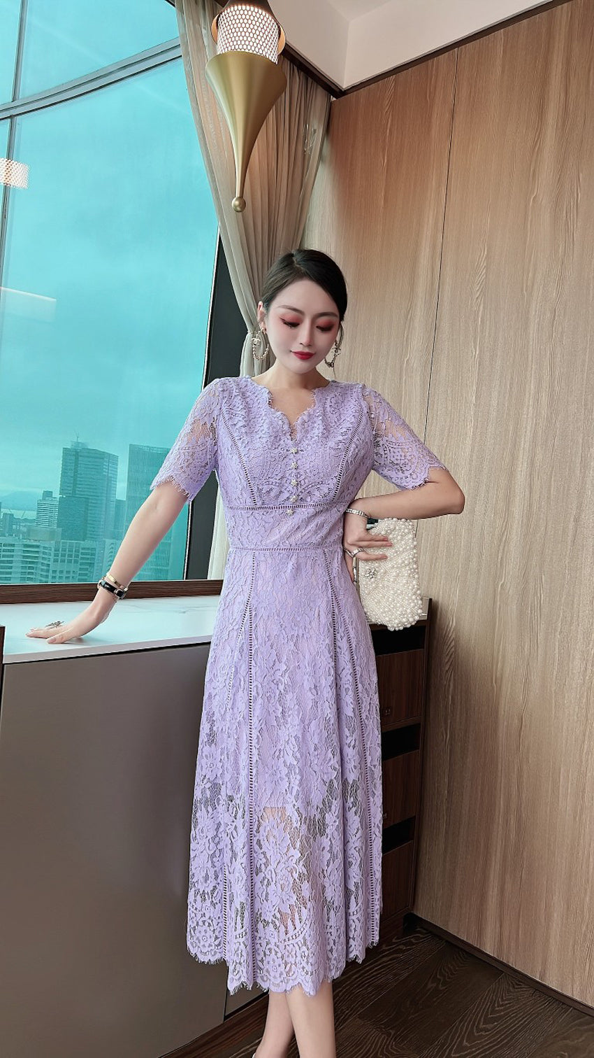 Short Sleeve Lace Midi Dress Vicky and Lucas