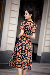 Sweetheart Neck Floral A-line Dress