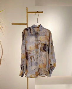Long Sleeve Button Down Silk Shirt
