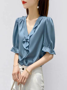 V-neck Ruffle Accent Top