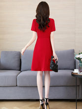 Short Sleeve V-neck Side Tail A-line Dress