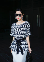 Short Batwing Sleeve Waist Belted Blouse