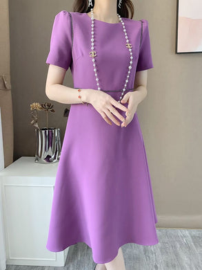 Short Sleeve O-neck A-line Dress