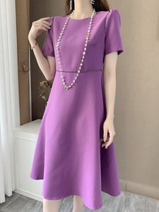 Short Sleeve O-neck A-line Dress