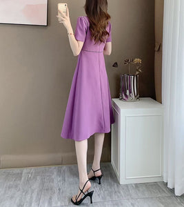 Short Sleeve O-neck A-line Dress