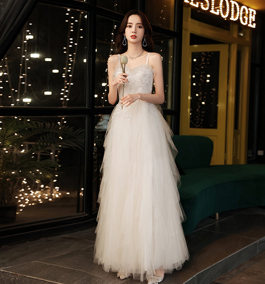 Venus Spaghetti Strap Beaded Layered Tulle Dress – Vicky and Lucas