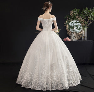 Doris Off-shoulder Embroidered Bride Dress
