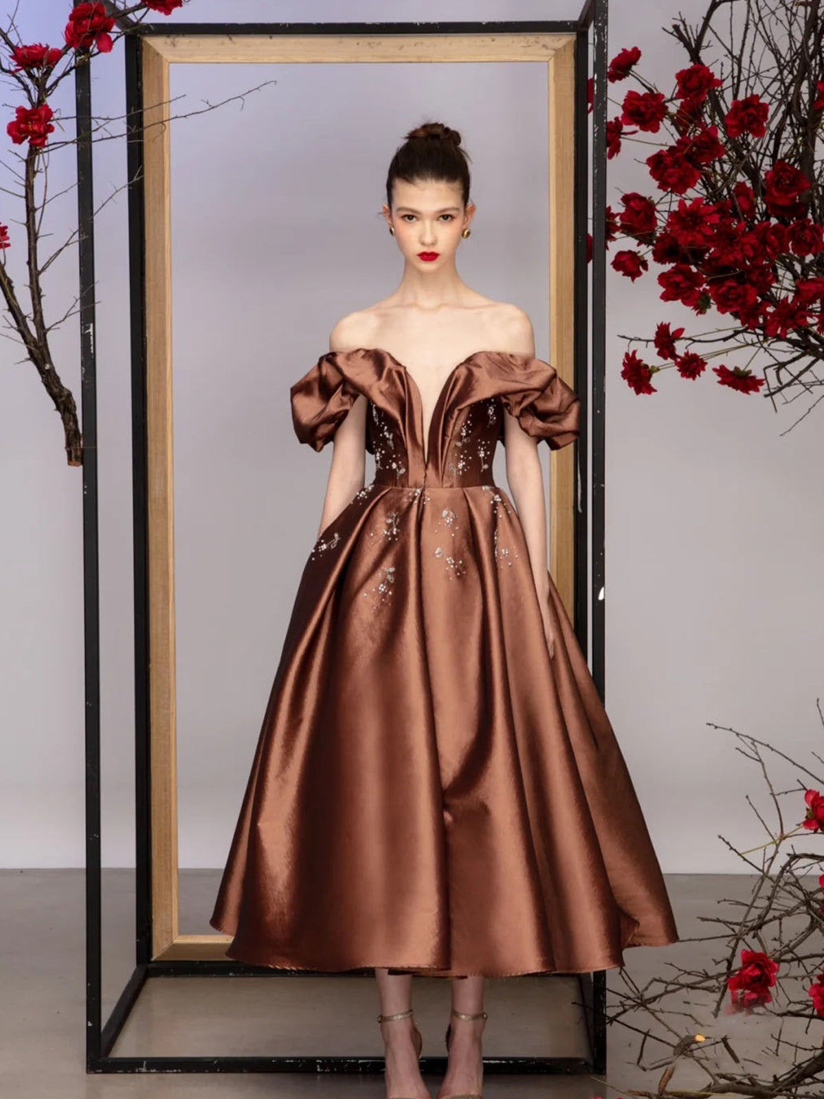 Dora Off-shoulder Puff Sleeve A-line Dress Vicky and Lucas Dora Off-shoulder Puff Sleeve A-line Dress Vicky and Lucas