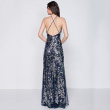 Jodie Backless Embroidered Sequin Maxi Dress