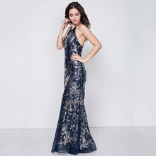 Jodie Backless Embroidered Sequin Maxi Dress