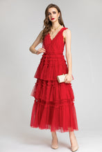 Rose Double V-neck Tulle Layered Dress
