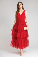 Rose Double V-neck Tulle Layered Dress