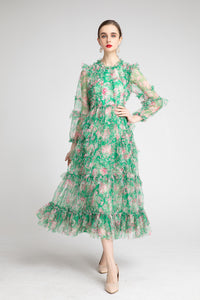 Sharon Floral Ruffle Midi Dress