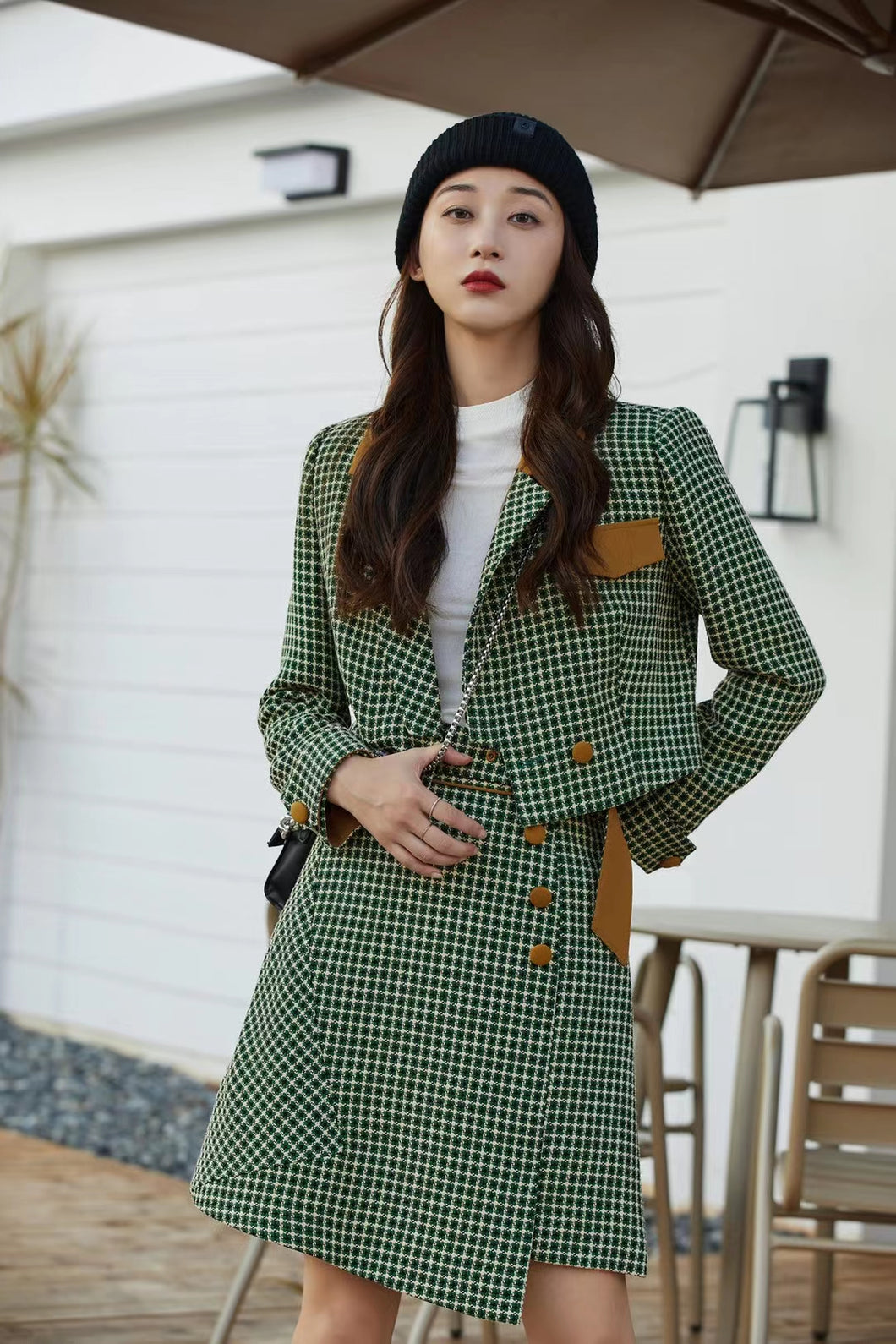 Short Coat and Skirt Two-piece Set