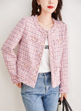 Button Down O-neck Tweed Coat