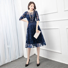 Half Sleeve Round Neck Embroidered Fit Dress