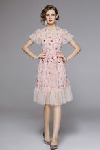 Super Sweet Temperament Embroidered Women Light Pink High Quality Dress