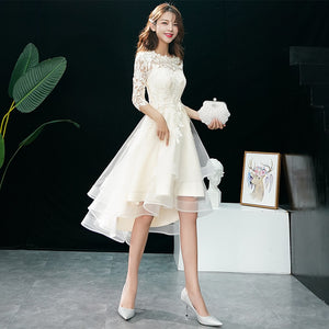 Elegant Fashion Half Sleeve Lace Appliques Short Simple Wedding Dress